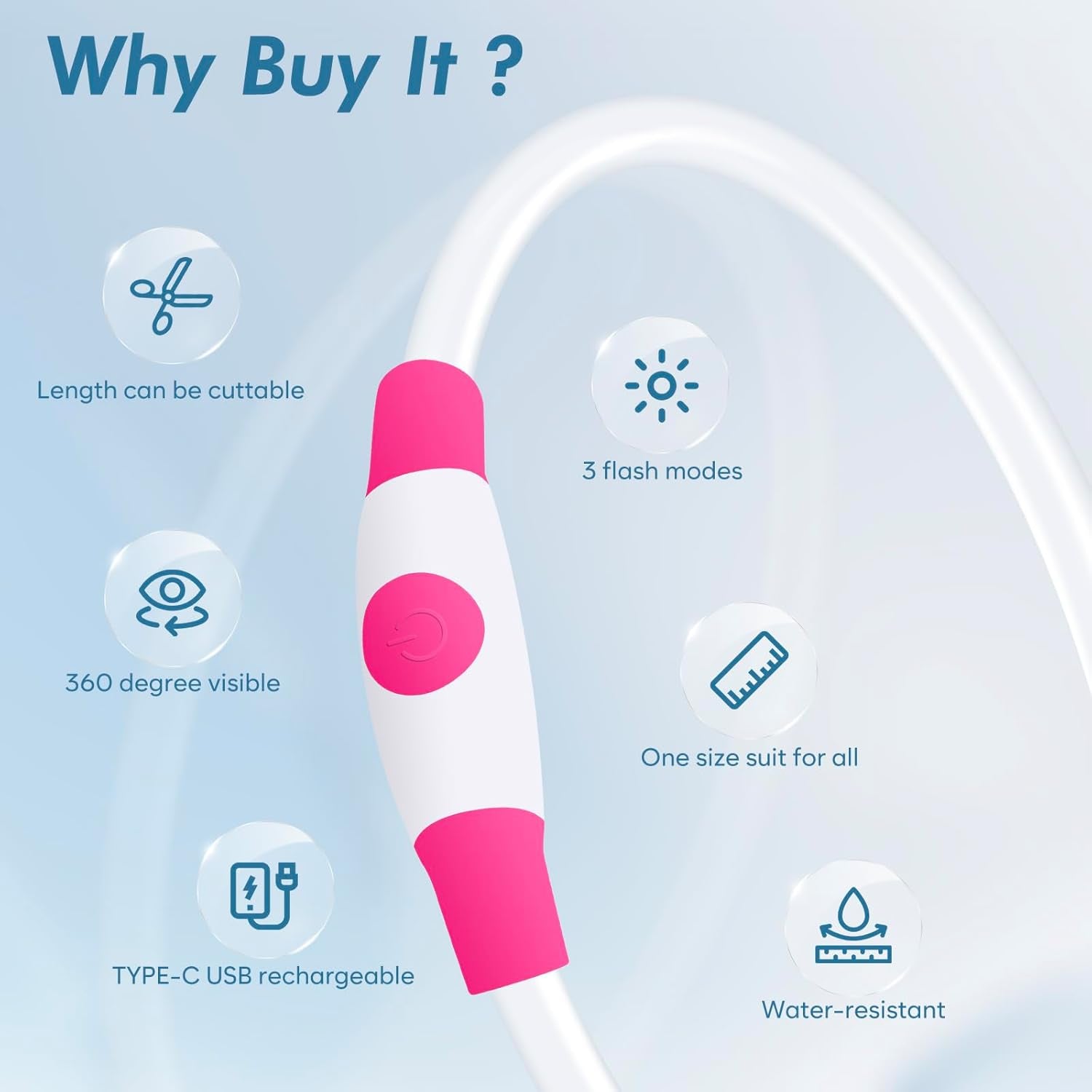 Light up Dog Collar, Type-C Rechargeable LED Dog Collar Waterproof Glowing Pet Collar TPU Cuttable Lighted Puppy Collar Safety Dog Lights for Night Walking (Pink 70Cm)