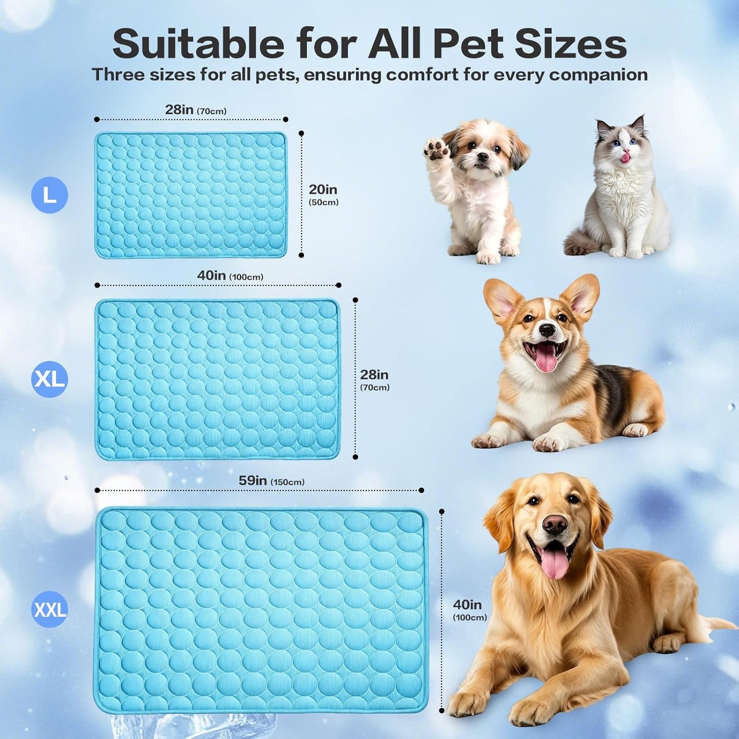 Arc-Chill Pet Cooling Mat for Dogs Cats, Washable Non-Slip Pad | Dog Cooling Mat with Q-Max>0.4 Chill Fiber Cools Pets Fast, Non-Toxic & Portable, Fits All Size Pets for Indoor Outdoor Use